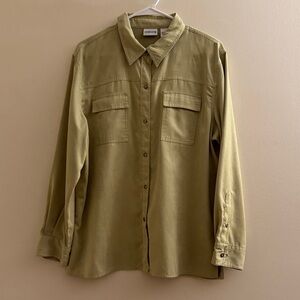 CHICO’S Faux Suede Button Down Blouse